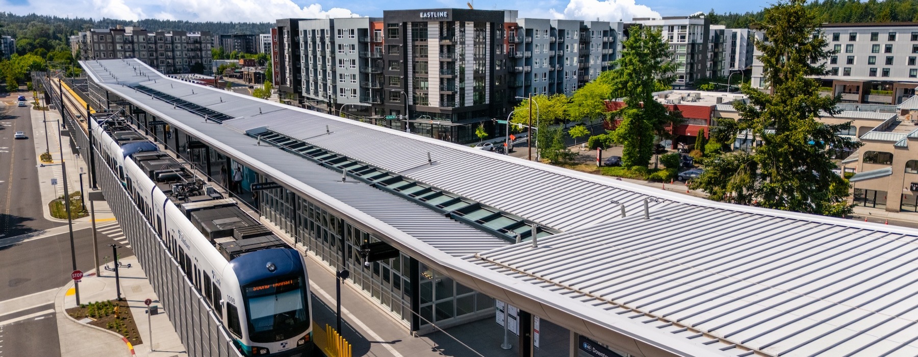 Rail station with eastline in the background